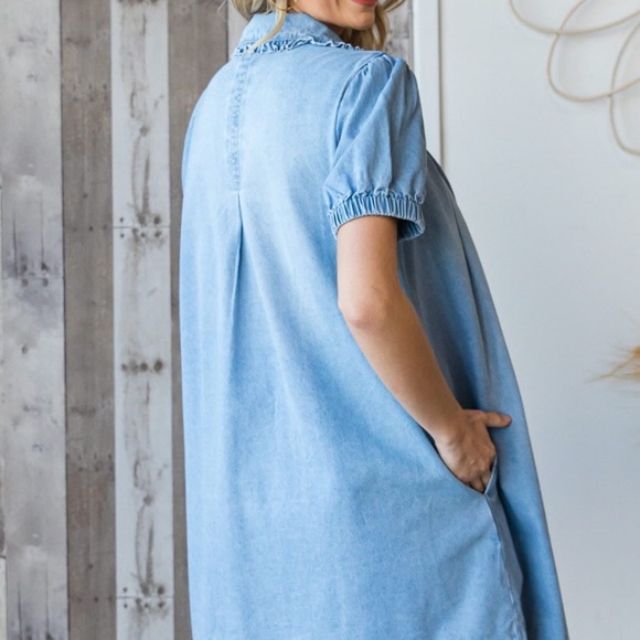 Blue Denim Mini Dress - Picture 6 of 7